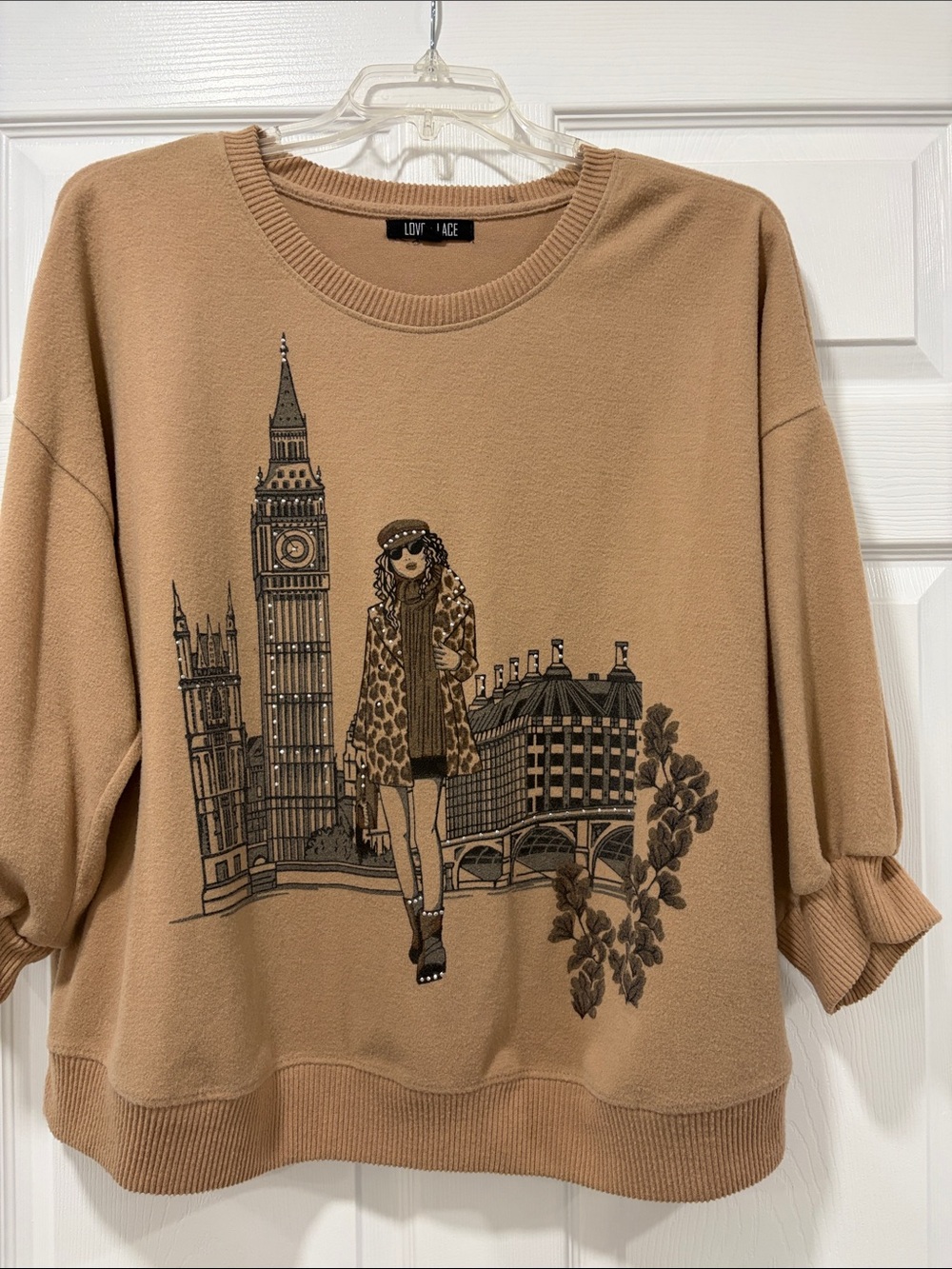 Women's Camel Graphic Pullover Sweater